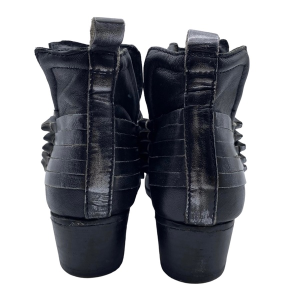 Diba Bootie Skylar Black Leather Distressed Ankle Block Heel Casual Size 6 - Picture 5 of 11